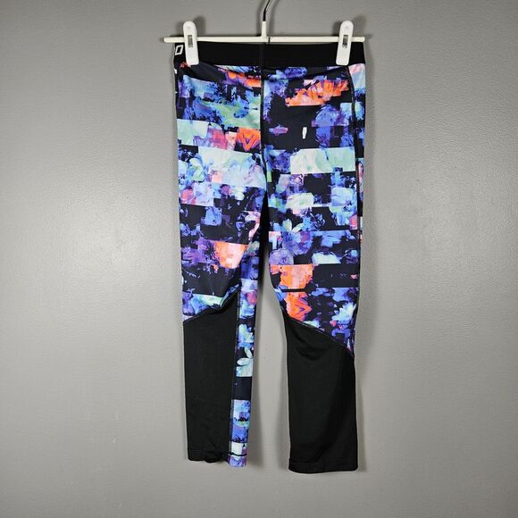 Women's Nike Pro Running Multicolor Floral Cropped Leggings Sz Medium - Picture 2 of 7